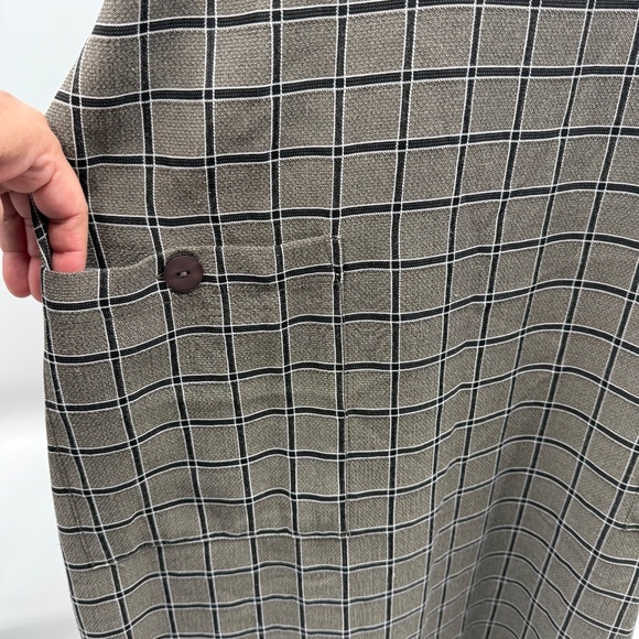 Norm Thompson Dress Women 1X Gray Black Plaid Short Sleeve Maxi Office Pockets - Picture 3 of 13